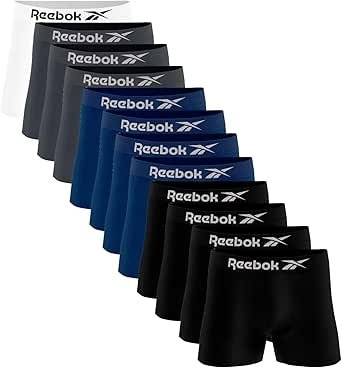 Kit 12 Cuecas Boxer Reebok Masculinas Microfibra Adulto Box Sem Costura