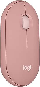 Mouse sem fio Logitech Pebble 2 M350s com Clique Silencioso, Design Slim Ambidestro, Conexão Bluetooth e Pilha Inclusa - Rosa
