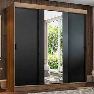 Guarda-roupa Casal Madesa Reno 3 Portas de Correr com Espelho