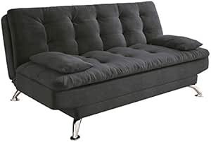 Sofá-Cama 3 Lugares Casal Premium Suede Cinza