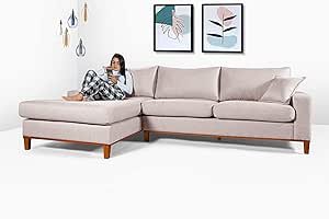 Sofá California 4 Lugares Living Chaise Linho Lado Direito (Champagne)