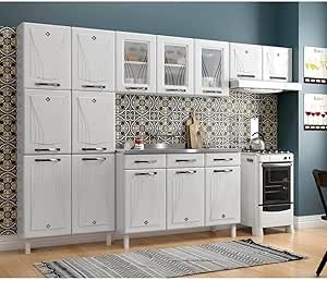 Cozinha Completa 14 Portas 2 Gavetas 3 Vidros Star New Telasul Branco